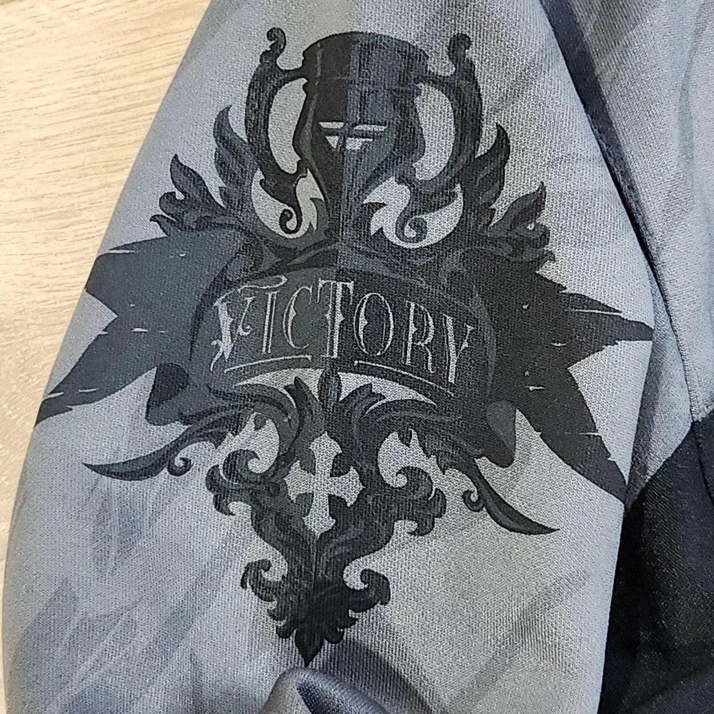 Fly Racing Jacket Mens XL Black Gray Full Zip Moto Victory Graphic Sleeve